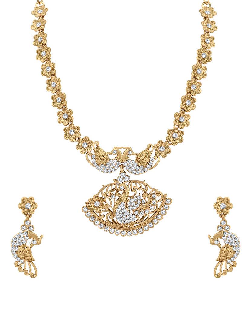 gold metal necklaces and earring - 16722627 - Zoom Image - 1