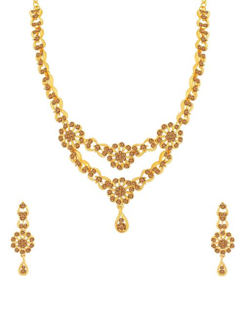 brown metal necklaces and earring - 16722629 - Standard Image - 1