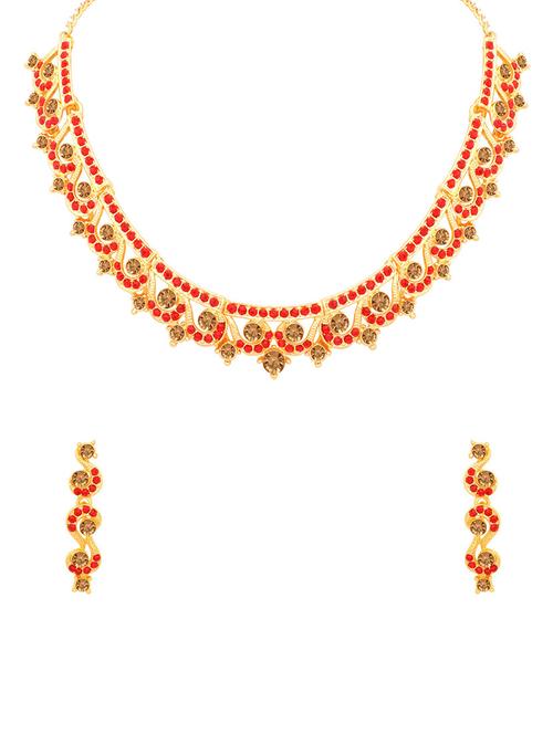 red metal necklaces and earring - 16722643 - Standard Image - 1