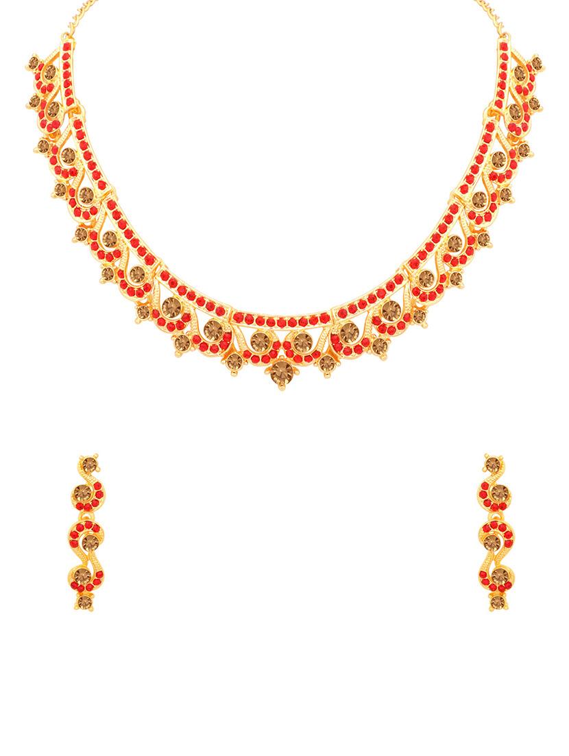 red metal necklaces and earring - 16722643 - Zoom Image - 1