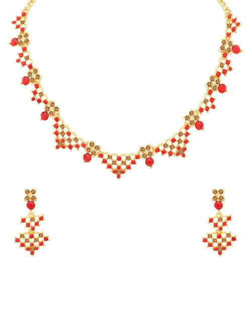 red metal necklaces and earring - 16722645 - Standard Image - 1