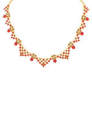 red metal necklaces and earring - 16722645 - Standard Image - 2