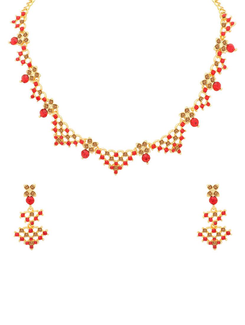 red metal necklaces and earring - 16722645 - Zoom Image - 1