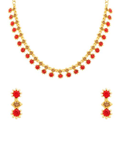 red metal necklaces and earring - 16722660 - Standard Image - 1