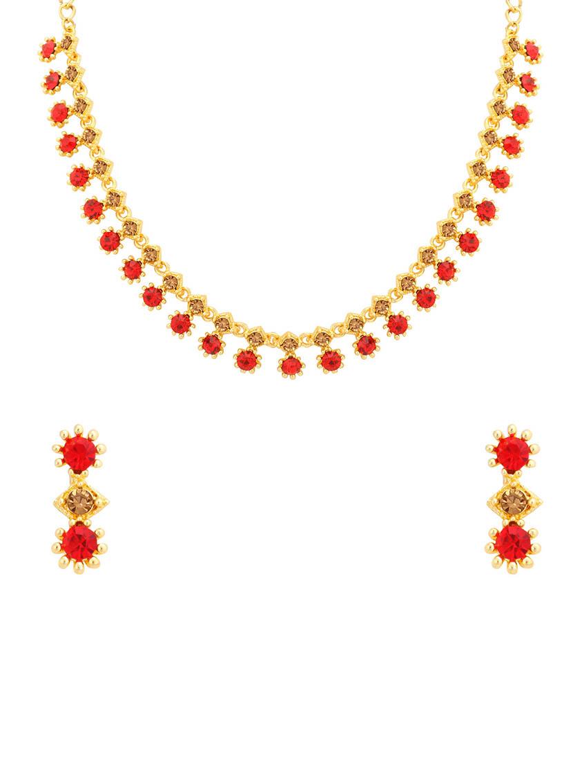 red metal necklaces and earring - 16722660 - Zoom Image - 1