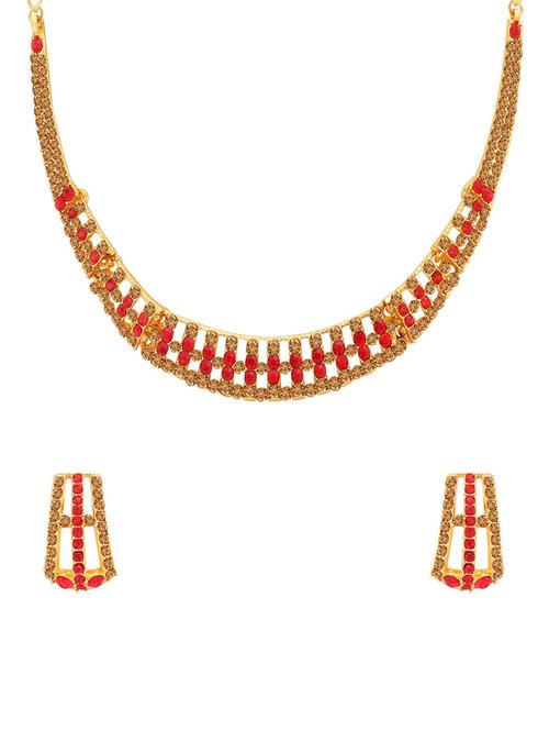 red metal necklaces and earring - 16722661 - Standard Image - 1