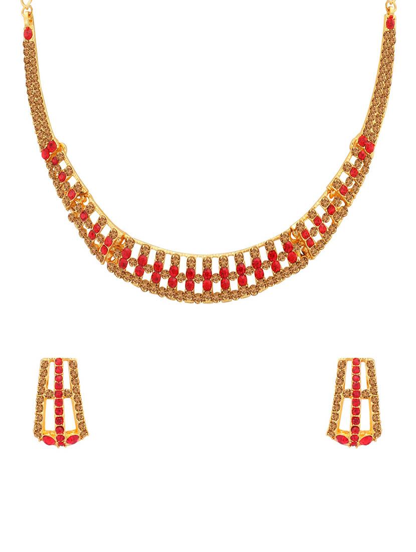 red metal necklaces and earring - 16722661 - Zoom Image - 1