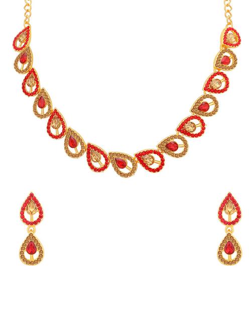 red metal necklaces and earring - 16722664 - Standard Image - 1