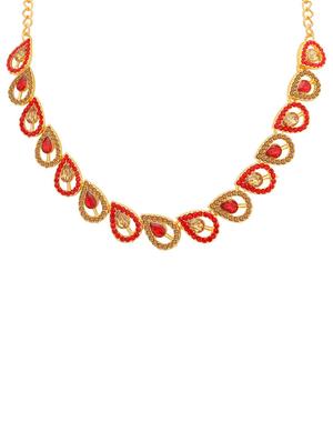 red metal necklaces and earring - 16722664 - Standard Image - 2