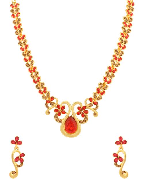 red metal necklaces and earring - 16722671 - Standard Image - 1