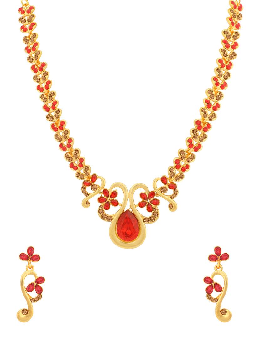 red metal necklaces and earring - 16722671 - Zoom Image - 1