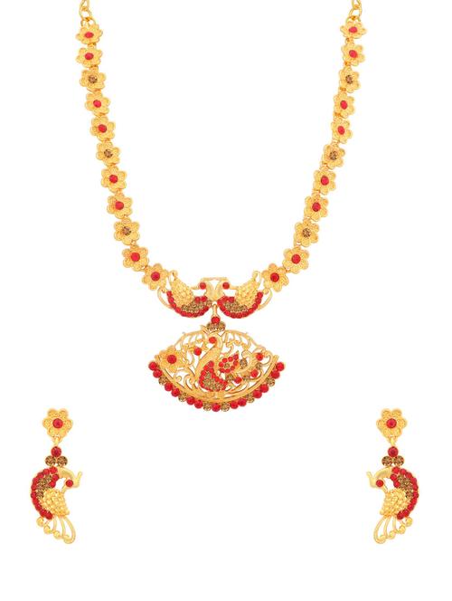 red metal necklaces and earring - 16722674 - Standard Image - 1