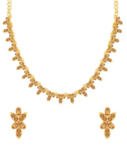 brown gold tone metal necklaces and earring - 16722688 - Standard Image - 1