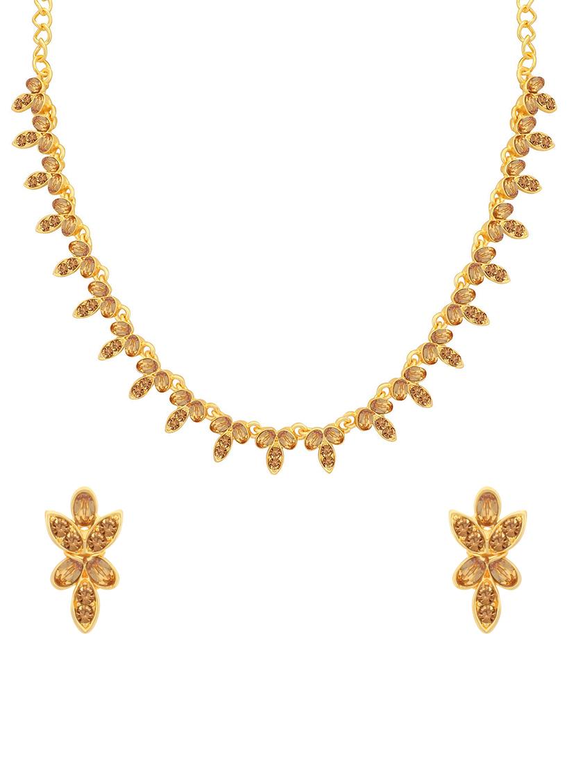 brown gold tone metal necklaces and earring - 16722688 - Zoom Image - 1