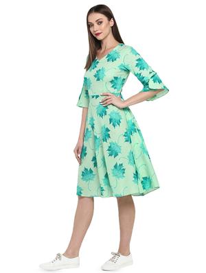 bell sleeved striped a-line dress - 16722732 - Standard Image - 2
