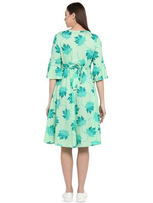bell sleeved striped a-line dress - 16722732 - Standard Image - 3