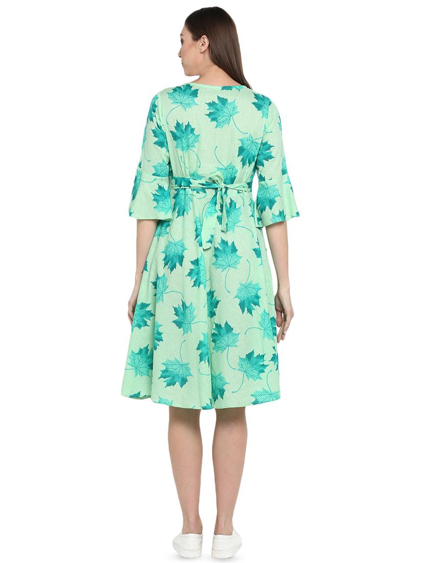 bell sleeved striped a-line dress - 16722732 - Zoom Image - 3