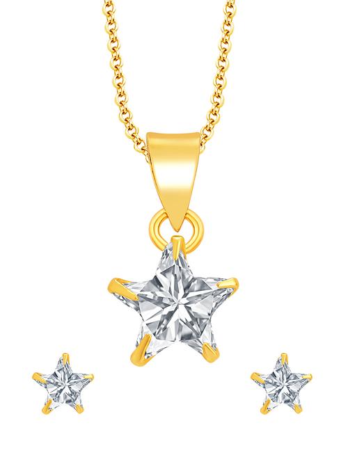 gold metal pendants and earring - 16723028 - Standard Image - 1