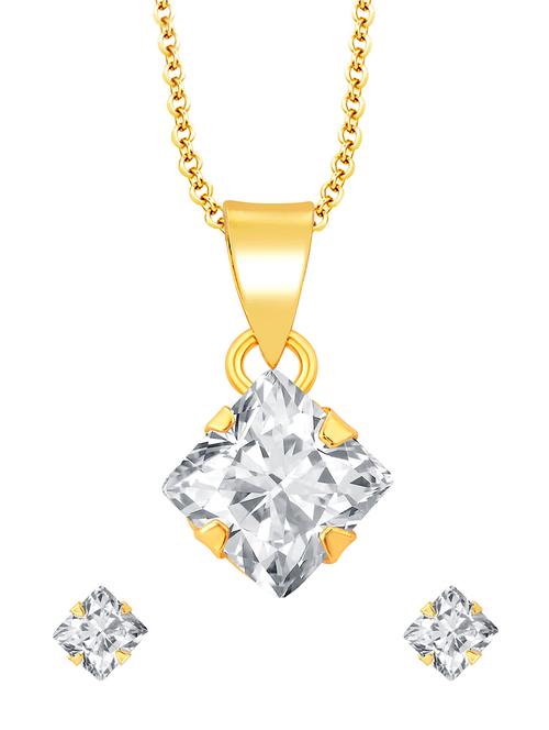 gold metal pendants and earring - 16723031 - Standard Image - 1