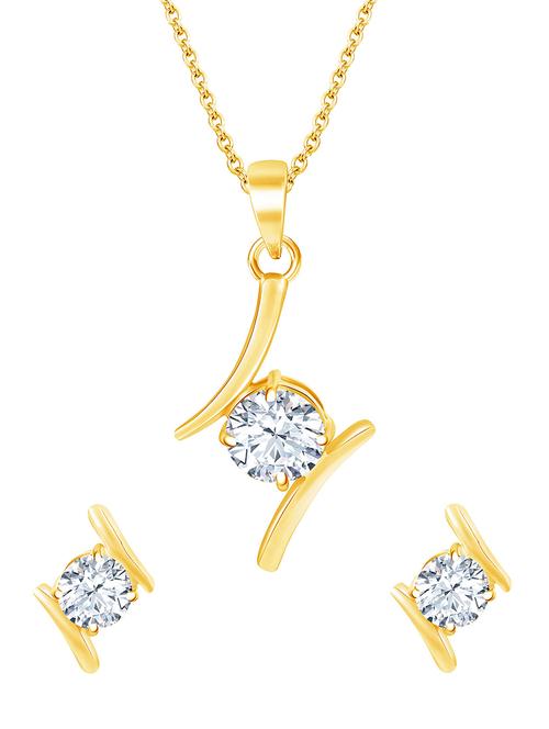 gold metal pendants and earring - 16723034 - Standard Image - 1