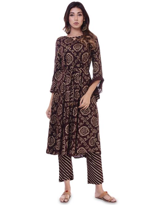 bandhani print kurta pant set - 16723063 - Very Small Image - 1