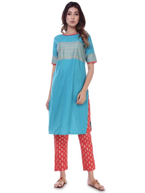 gold print kurta pant set - 16723067 - Standard Image - 1