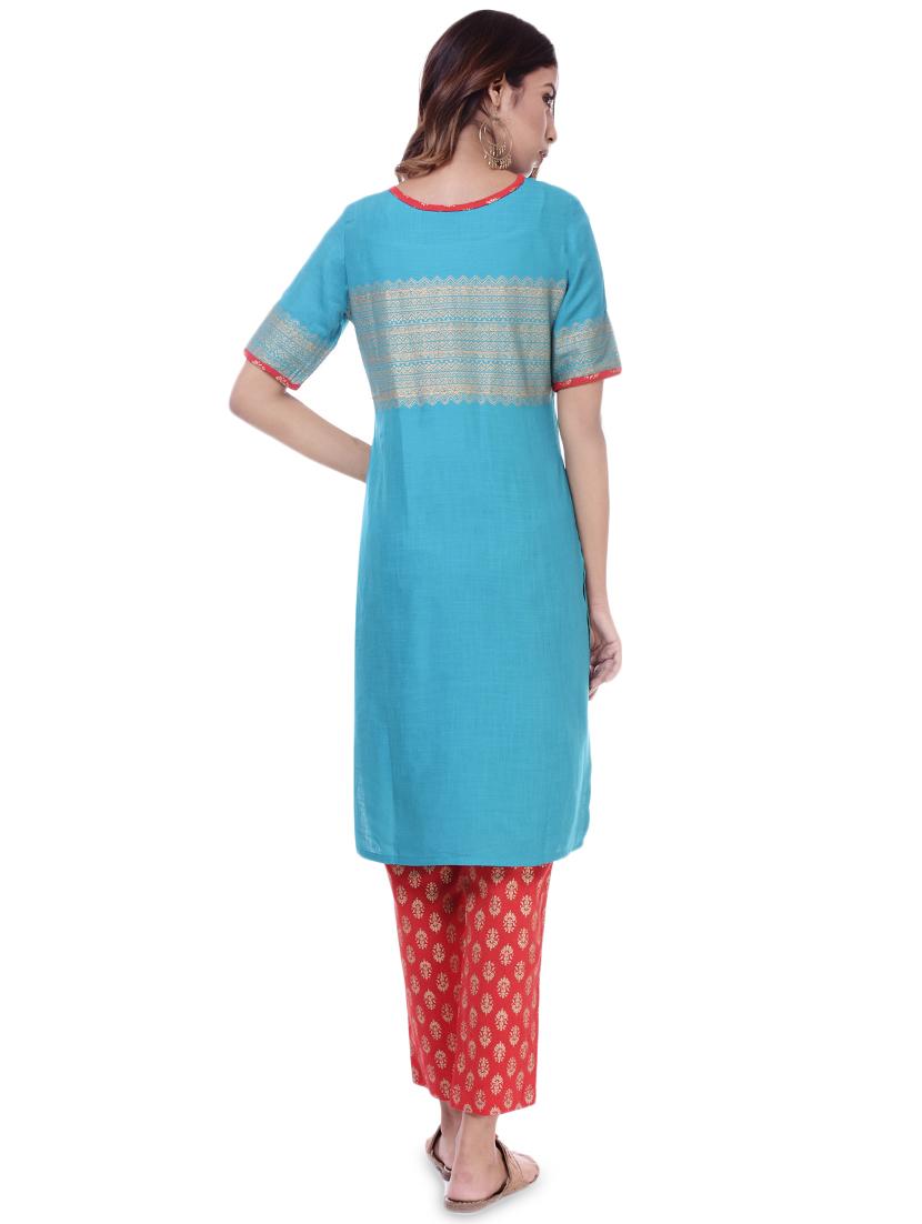 gold print kurta pant set - 16723067 - Zoom Image - 3
