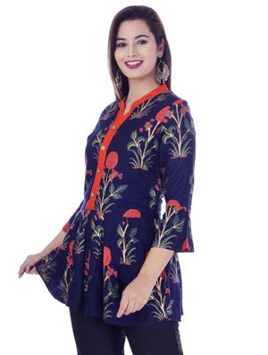 bell sleeved floral gathered tunic - 16723078 - Standard Image - 2