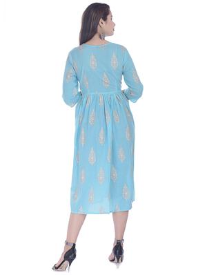 printed flared ethnic dress - 16723083 - Standard Image - 3