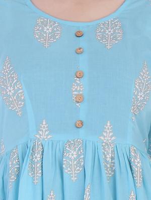 printed flared ethnic dress - 16723083 - Standard Image - 4