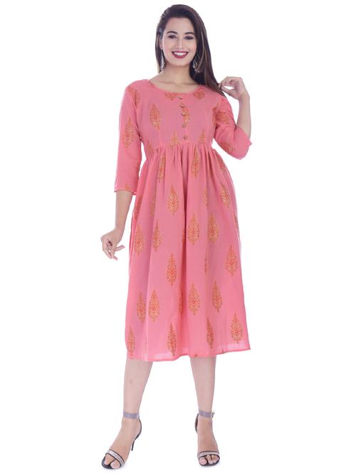 printed flared ethnic dress - 16723084 - Standard Image - 1