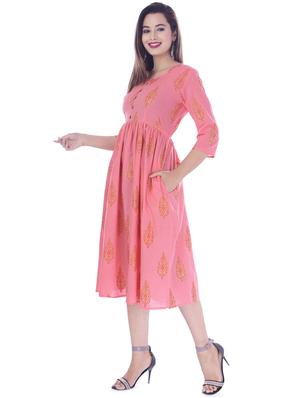 printed flared ethnic dress - 16723084 - Standard Image - 2