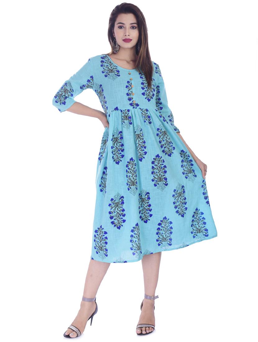 printed flared ethnic dress - 16723085 - Zoom Image - 1