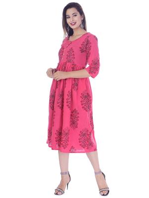 printed flared ethnic dress - 16723086 - Standard Image - 2
