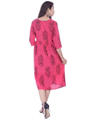 printed flared ethnic dress - 16723086 - Standard Image - 3
