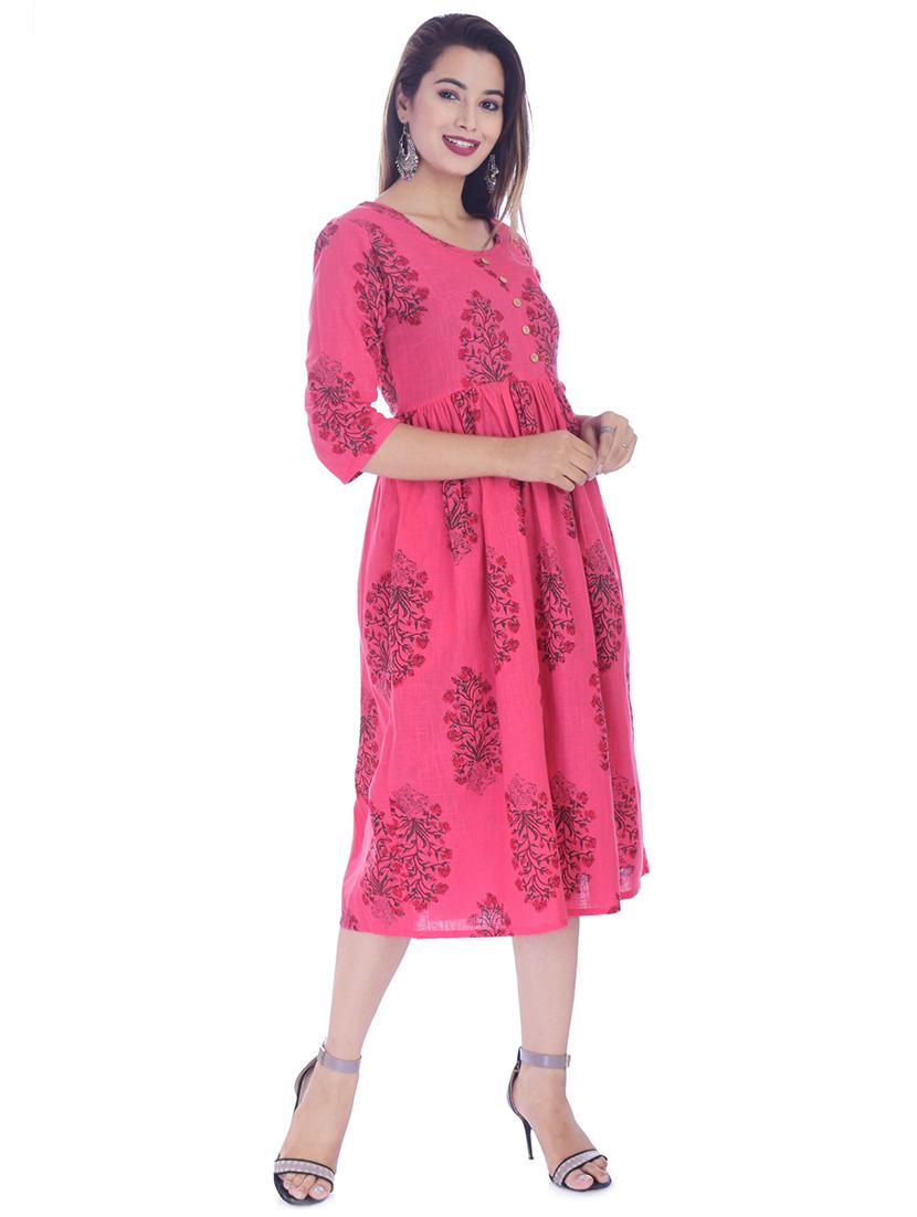 printed flared ethnic dress - 16723086 - Zoom Image - 1