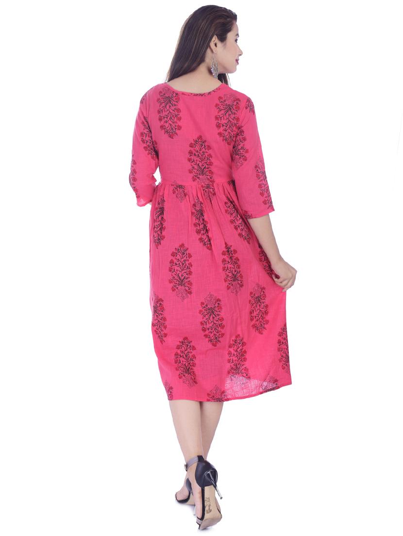 printed flared ethnic dress - 16723086 - Zoom Image - 3