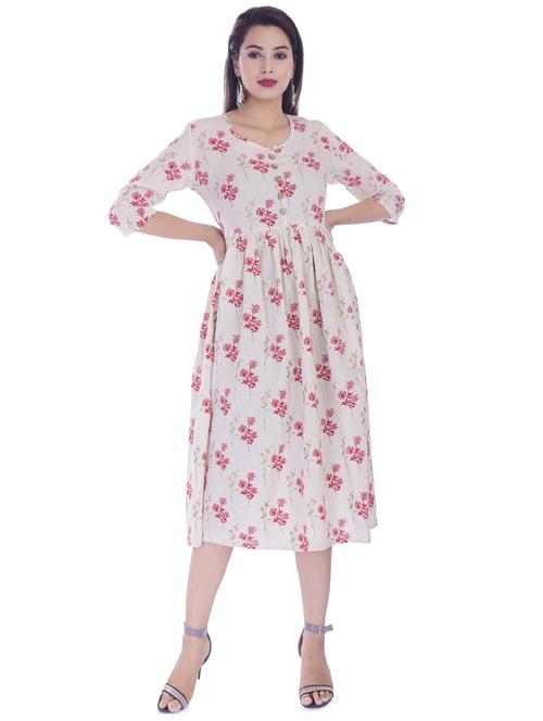 printed flared ethnic dress - 16723088 - Very Small Image - 1