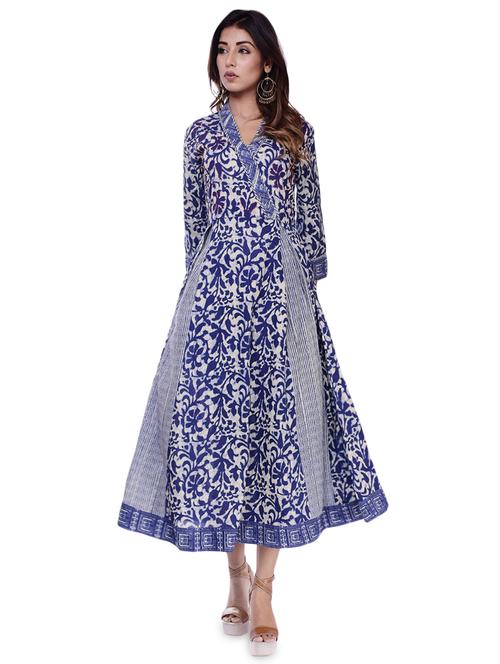 indigo a-line kurta - 16723104 - Standard Image - 1