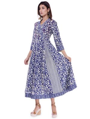 indigo a-line kurta - 16723104 - Standard Image - 2
