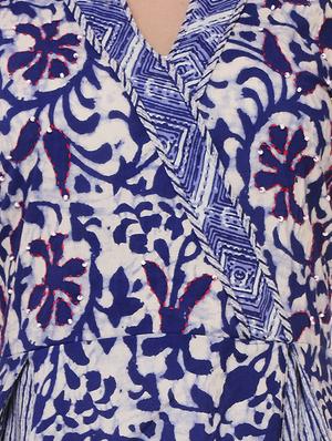 indigo a-line kurta - 16723104 - Standard Image - 4