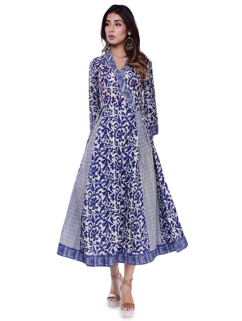 indigo a-line kurta - 16723104 - Zoom Image - 1