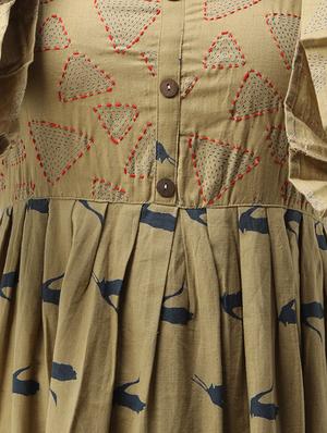 bell sleeves flared ethnic dress - 16723116 - Standard Image - 4