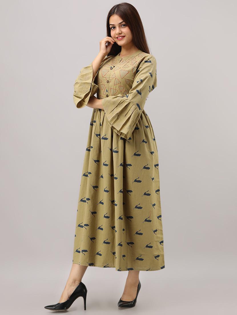 bell sleeves flared ethnic dress - 16723116 - Zoom Image - 2