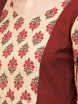 red cotton aline ethnic dress - 16723212 - Standard Image - 4