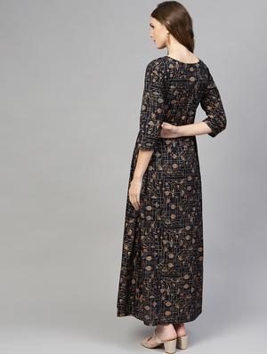 round neck abstract maxi dress - 16723214 - Standard Image - 3