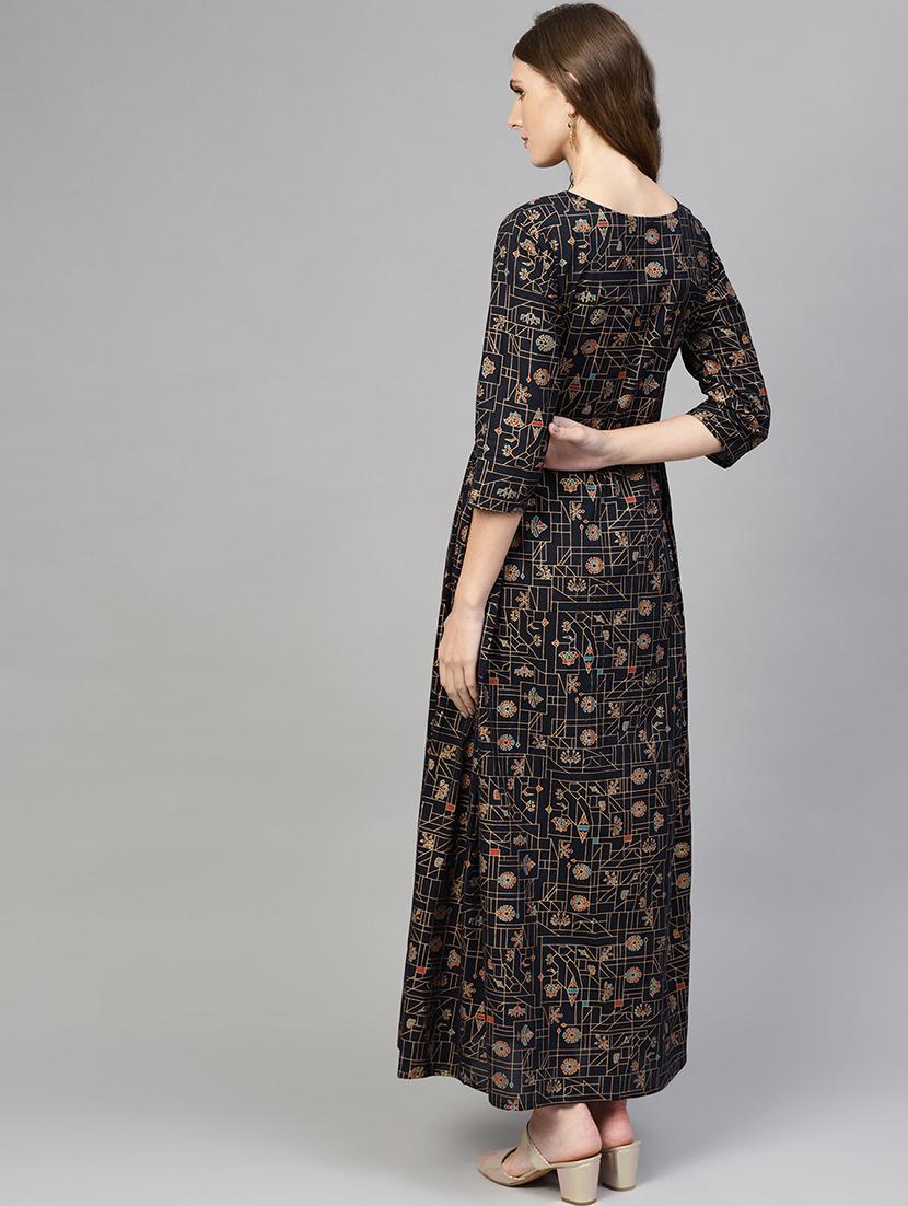 round neck abstract maxi dress - 16723214 - Zoom Image - 3