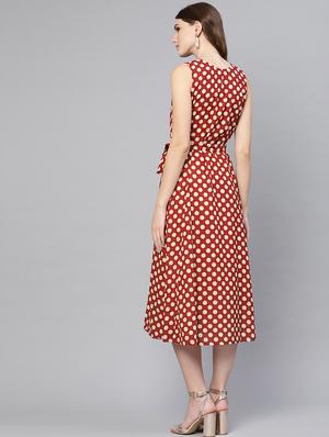 tie front polka dot a-line dress - 16723216 - Standard Image - 3