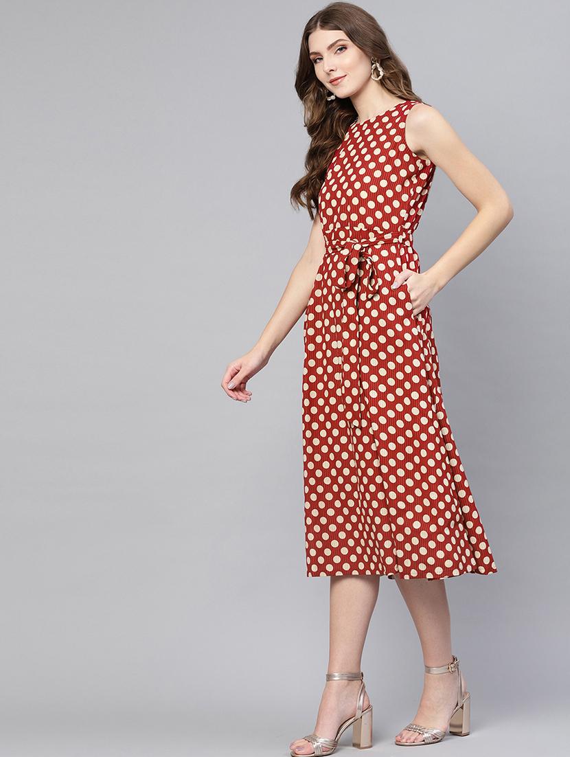 tie front polka dot a-line dress - 16723216 - Zoom Image - 2
