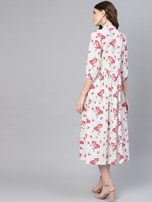 tie up neck floral a-line dress - 16723217 - Standard Image - 3